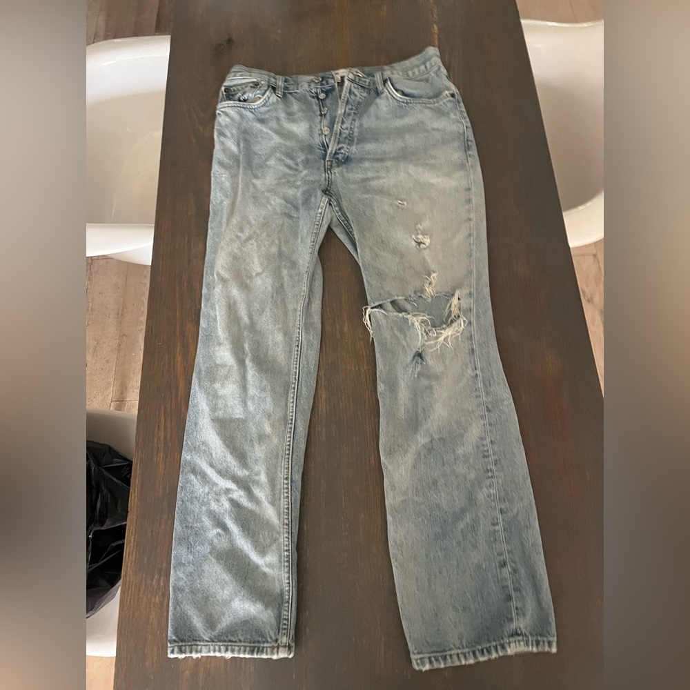 REDONE straight leg ripped jeans